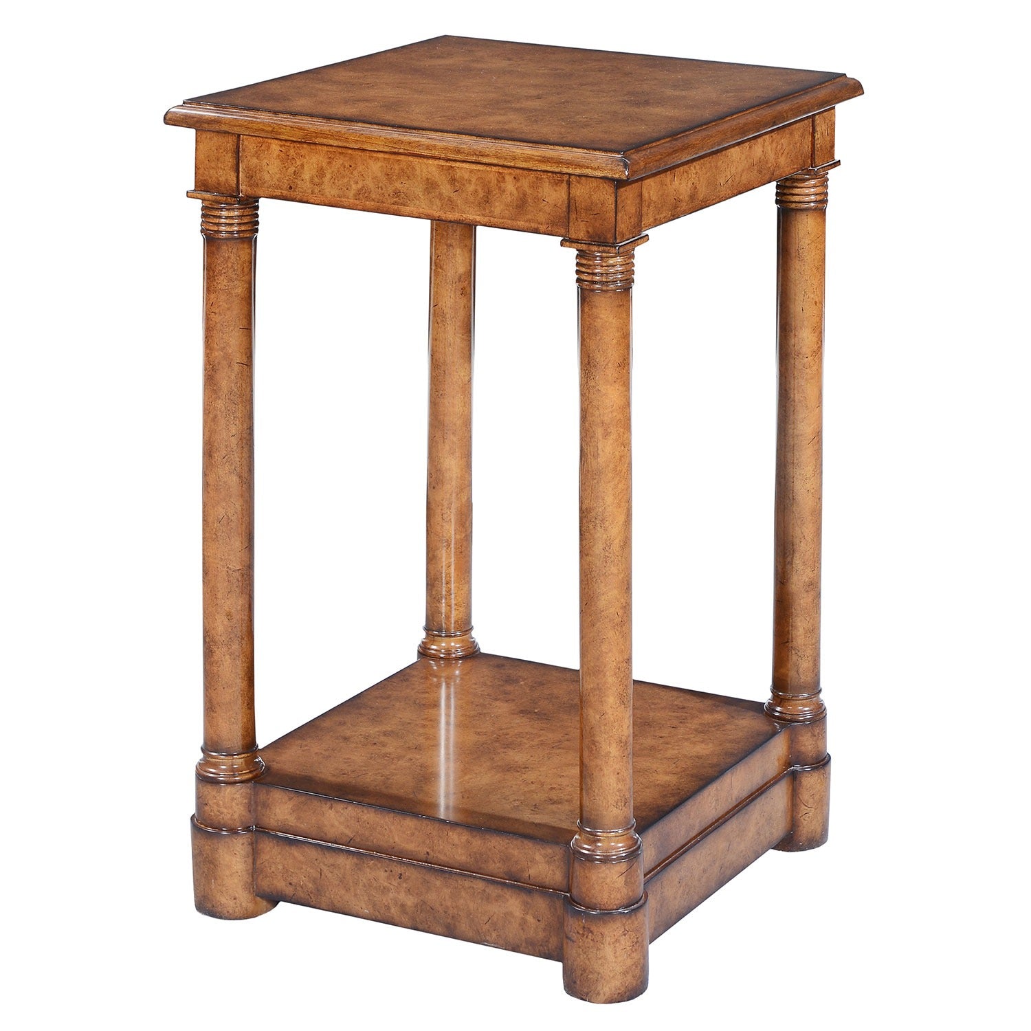 Empire style tall side table - Burr oak