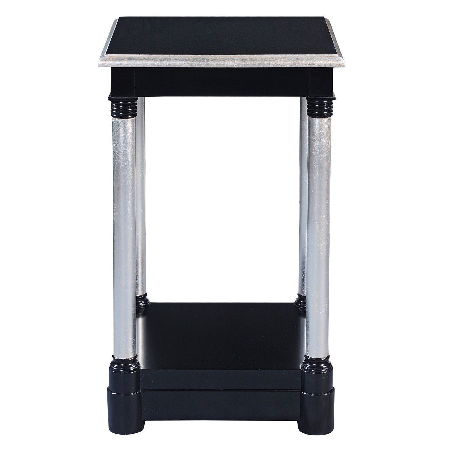 Empire style tall side table - Ebony and silver