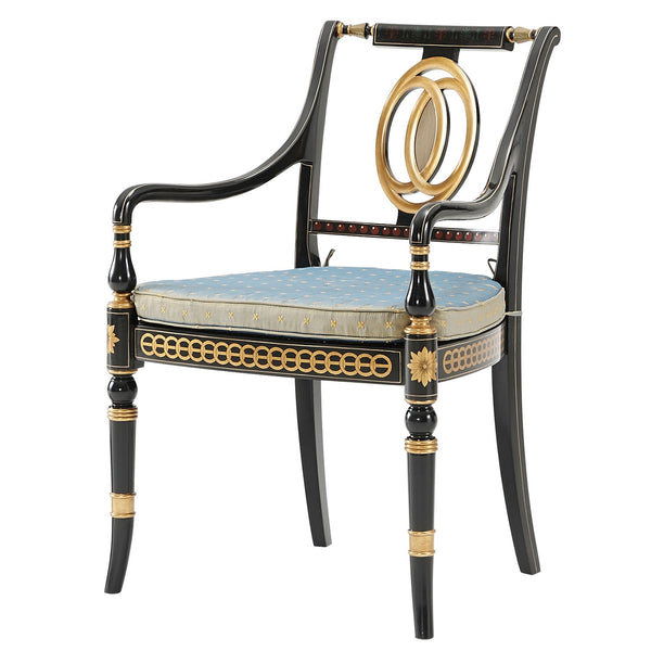Ebonised And Parcel Gilt Arm Chair