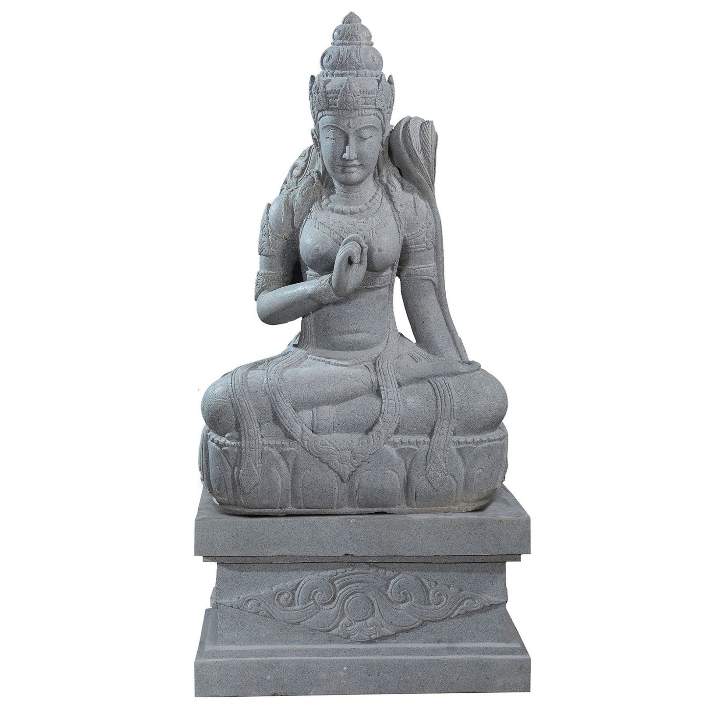 Large Garden Stone Statue of Sitting Dewi Sri - Goddess of The Earth