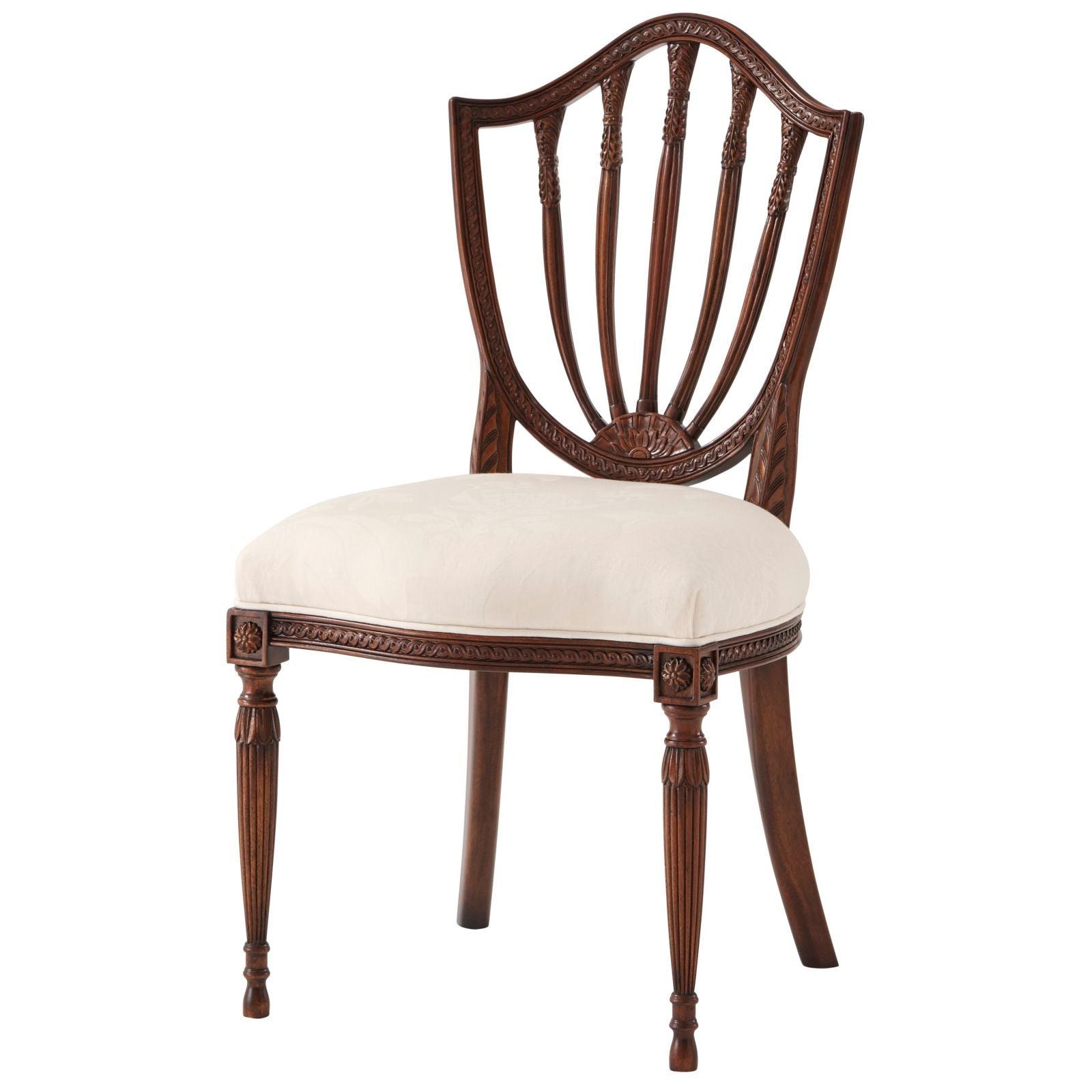 Hepplewhite style dining chair with Isle Mill Scottish wool seat fabric