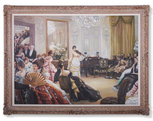 Oil painting of Hush! (The Concert) in style of James Tissot