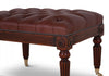 Mahogany buttoned leather stool - small