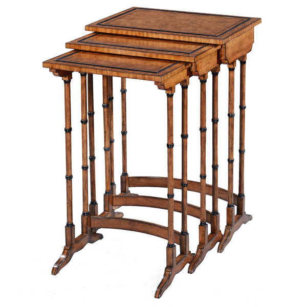 Antique style Nest of three tables - Burr oak