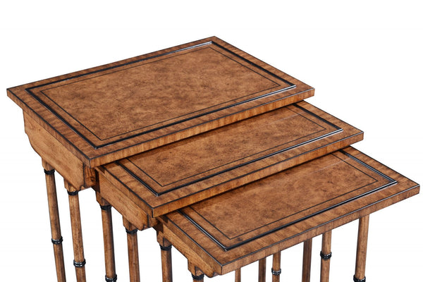 Antique style Nest of three tables - Burr oak