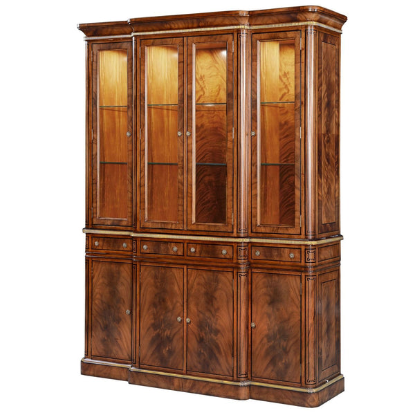 Thomas Hope style mahogany and gilded breakfront display cabinet
