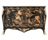 Black Chinoiserie Lacquered Serpentine Commode
