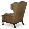 Dryden traditional buttoned leather wing chair - Olive green