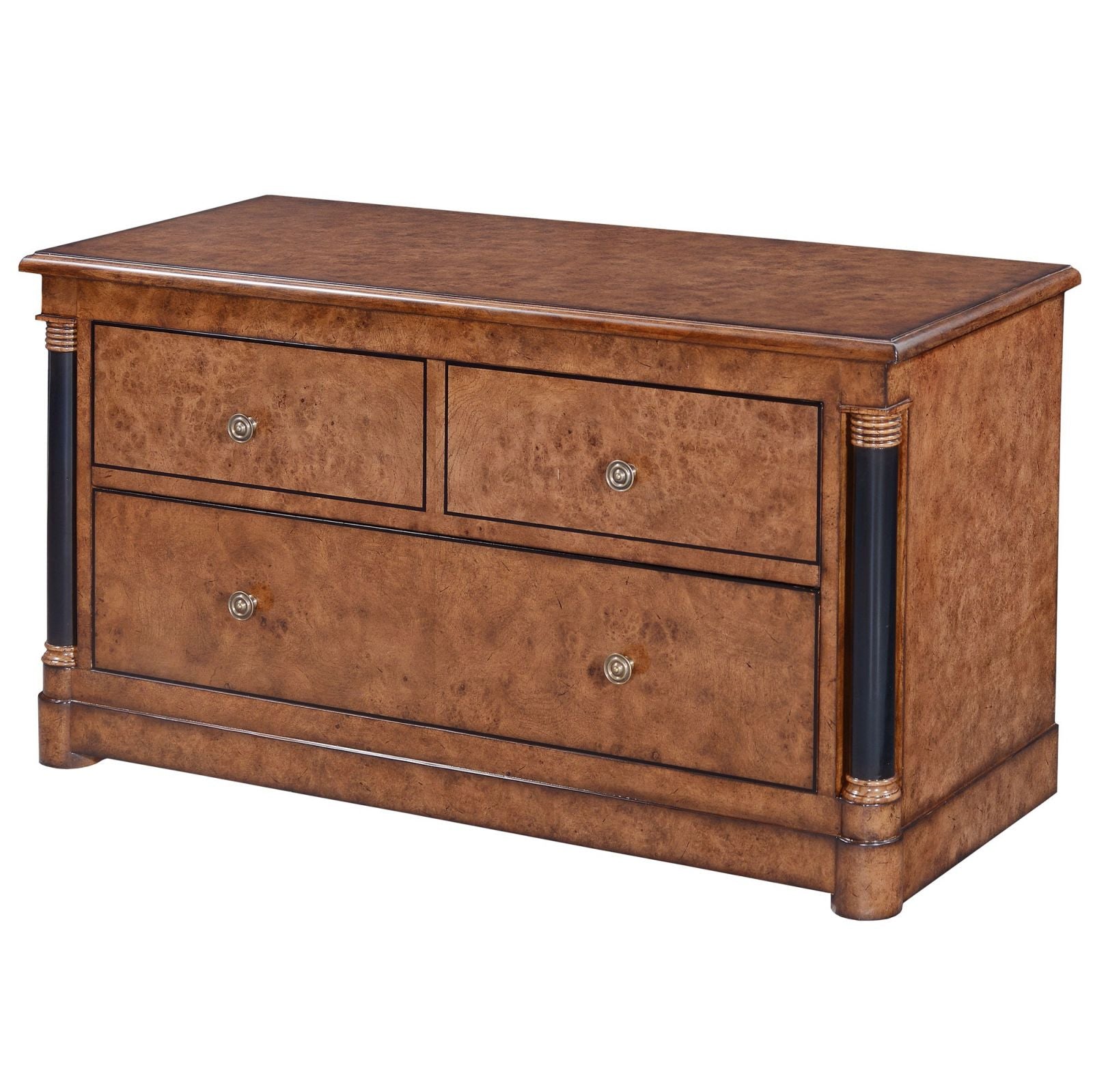 Empire television stand - burr oak with ebony line