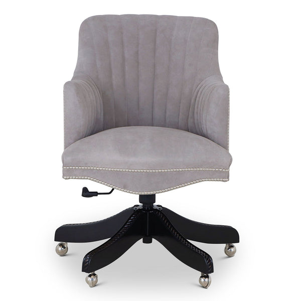 Bosuns swivel leather desk chair with vintage car stitching - suede