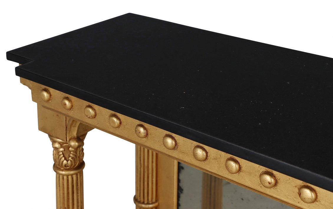 Giltwood Console: Granite Top & Antiqued Glass