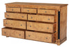 Empire chest of 9 drawers - honey burr oak with ebony