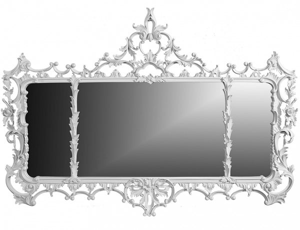 George II style overmantel mirror - light grey