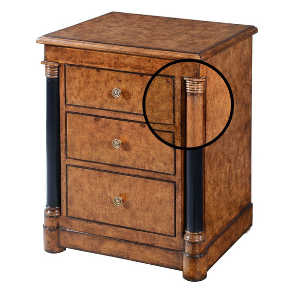 Empire bedside chest of drawers - Burr oak