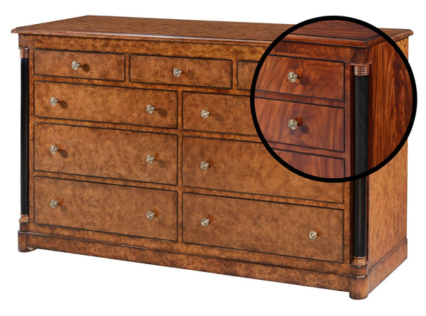 Empire chest of 9 drawers - mahogany with ebony