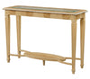 Crotch sycamore console table with glass top
