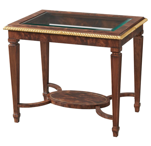 Mahogany side or lamp table with glass top