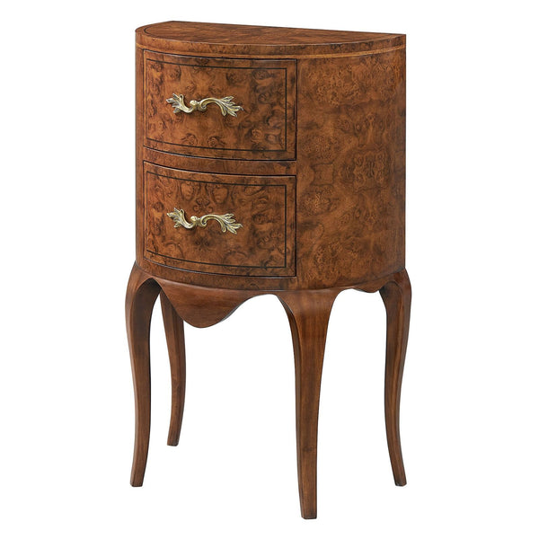 Continental Style Demi Lune Console in Burr Walnut