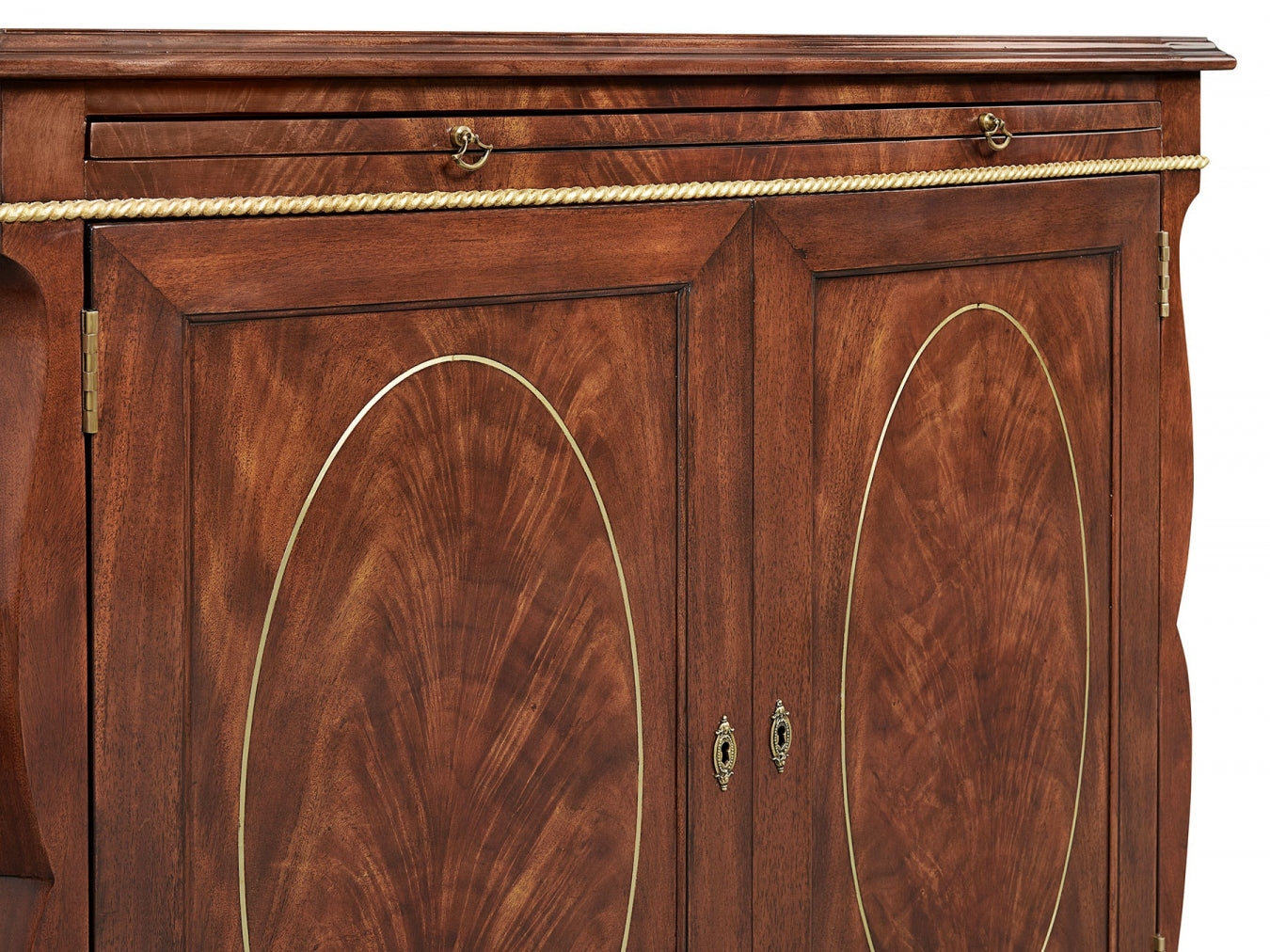 Bow fronted mahogany side cabinet