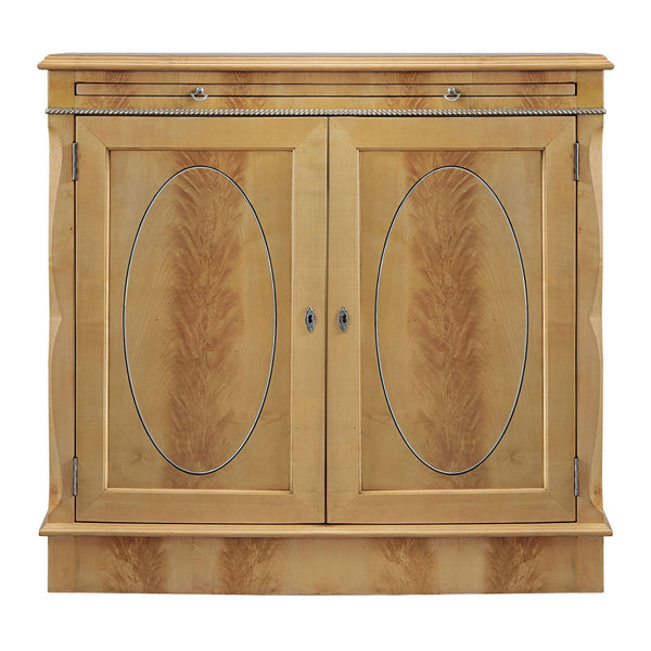 Bow fronted crotch sycamore side cabinet