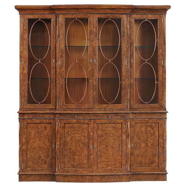 Serpentine burr walnut display cabinet