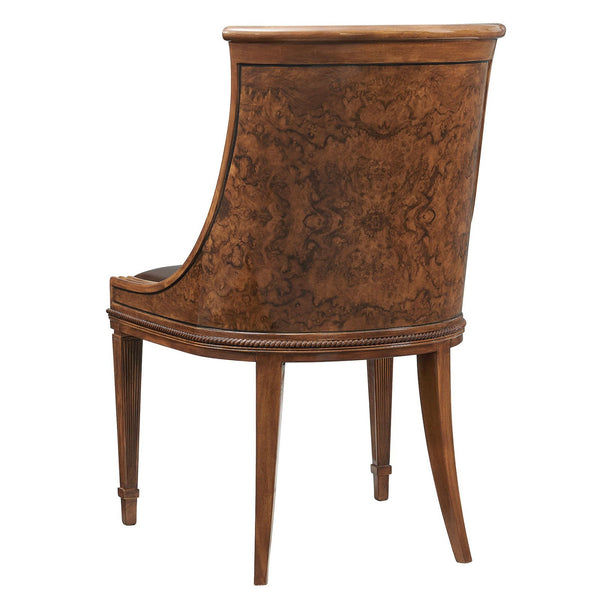 Scoop back burl walnut dining chair