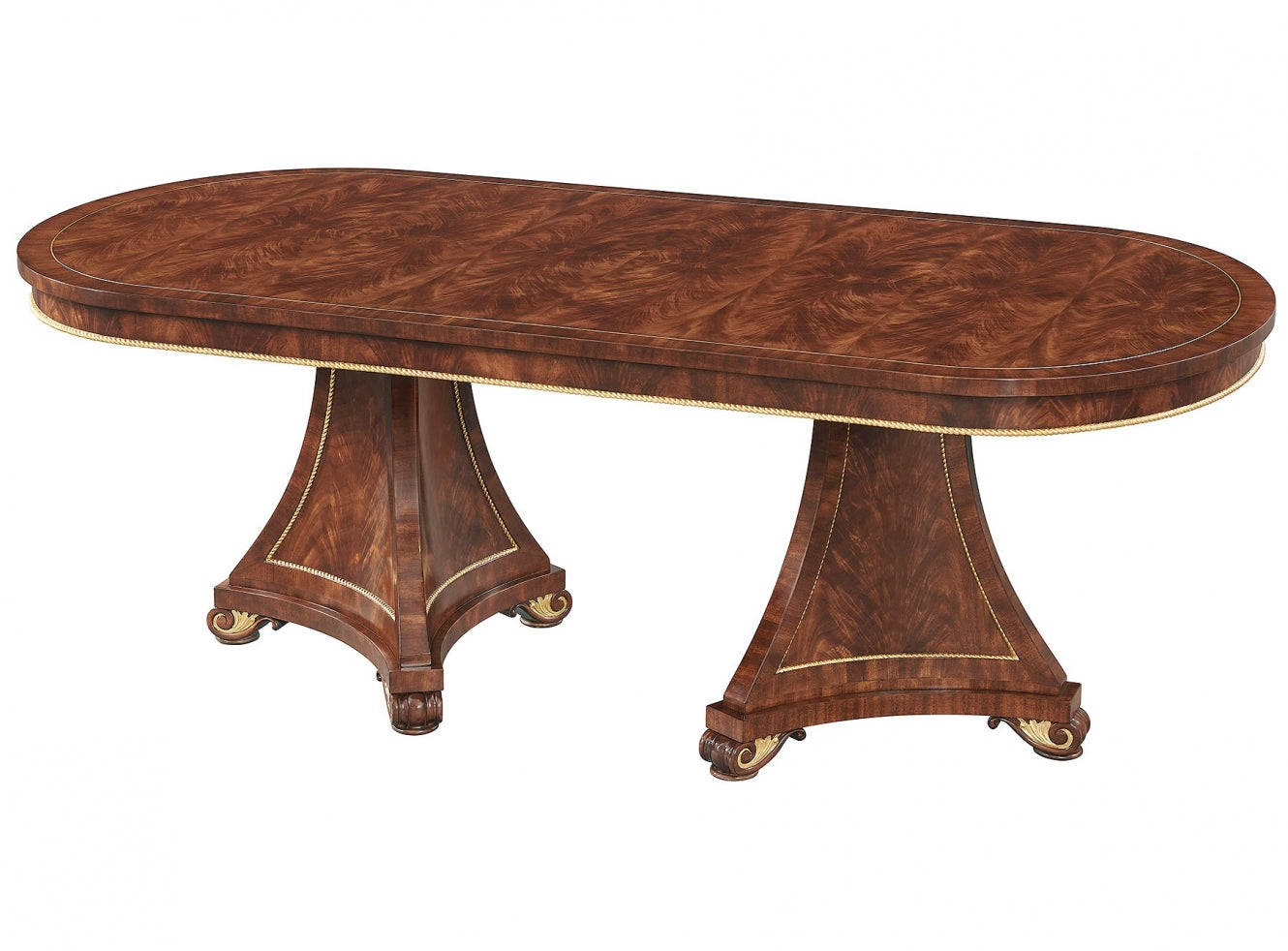 Robert Adam style twin pedestal mahogany dining table