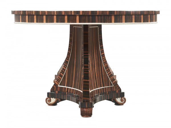 Robert Adam style twin pedestal ebony dining table - large