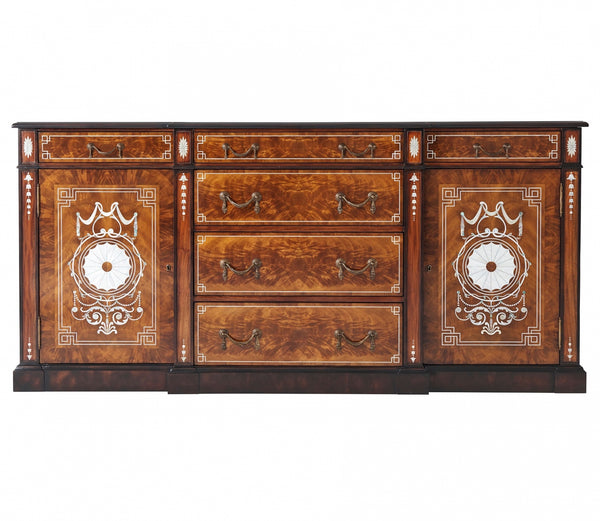 Neoclassical style mahogany sideboard with mother of pearl