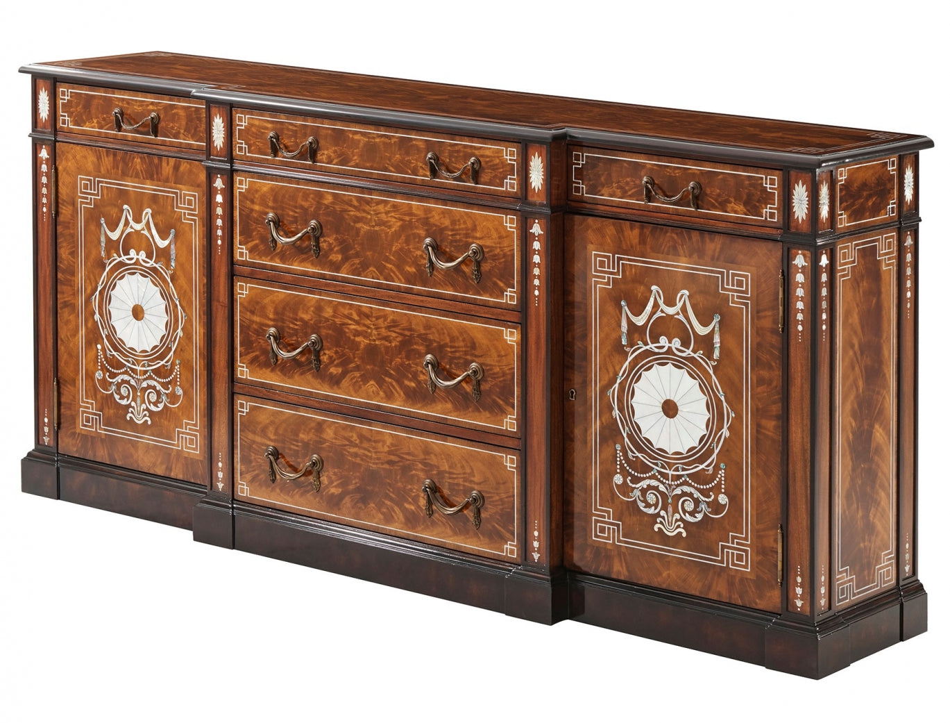 Neoclassical style mahogany sideboard with mother of pearl