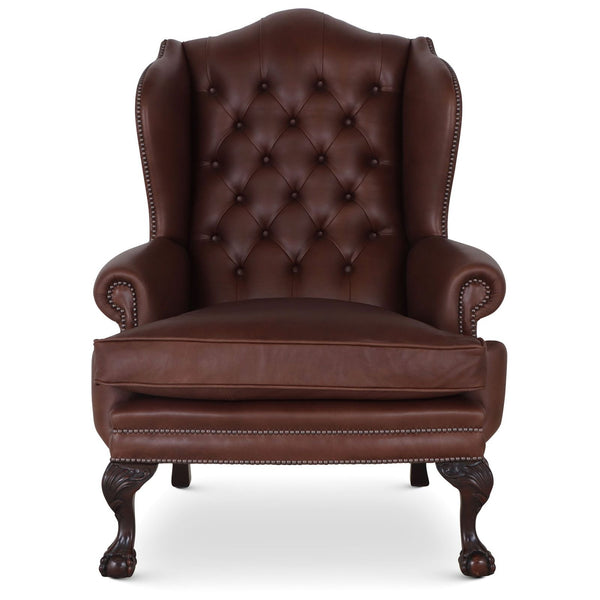 traditional english leather wingchair