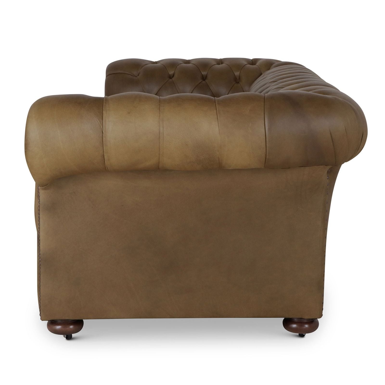 Stanhope 3 seat Chesterfield in olive green leather