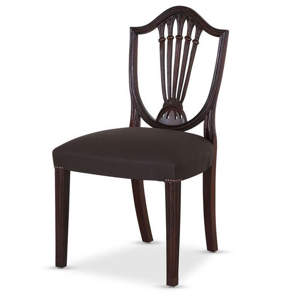 Hepplewhite style mahogany dining chair with leather seat