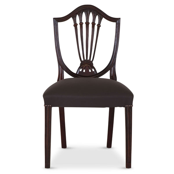 Hepplewhite style mahogany dining chair with leather seat