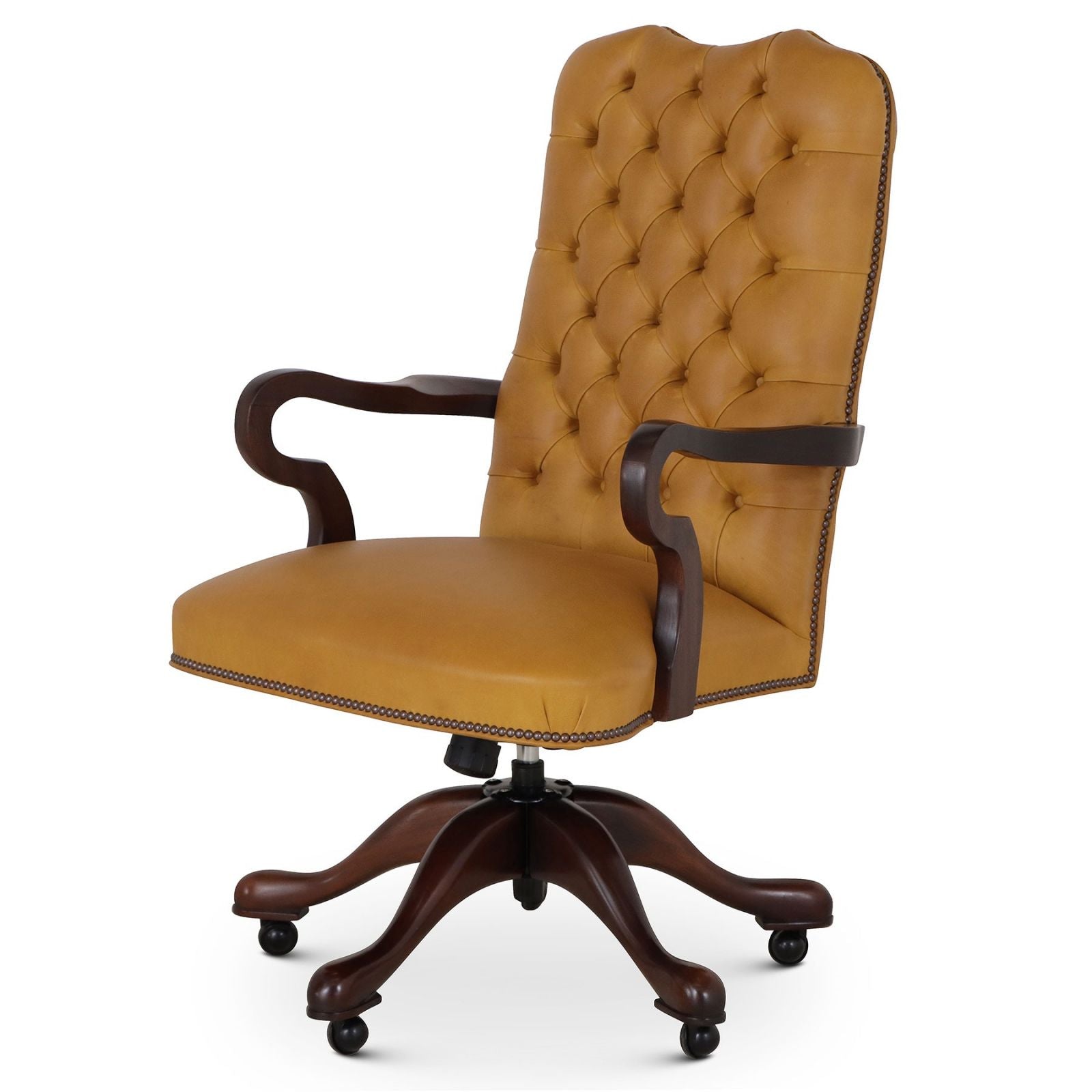 Swan buttoned leather swivel chair - Grande Sycamore