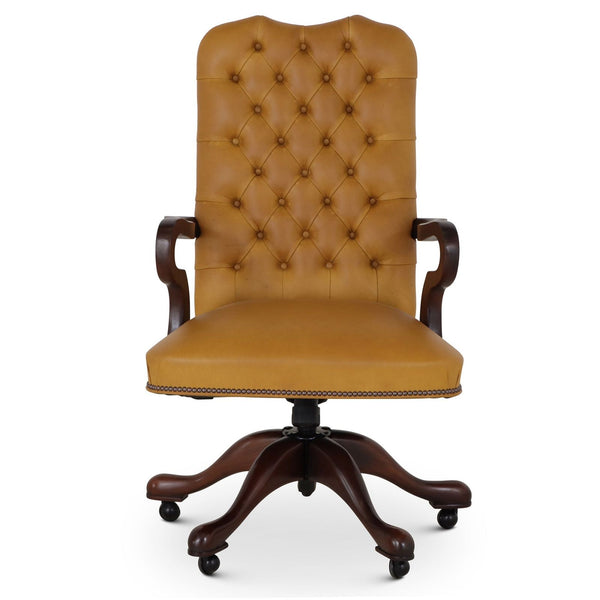 Swan buttoned leather swivel chair - Grande Sycamore