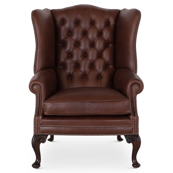 Traditional English Leather Wingchair