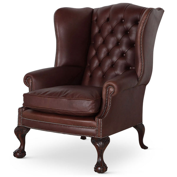 Traditional English Leather Wingchair