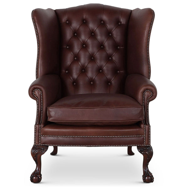 Traditional English Leather Wingchair