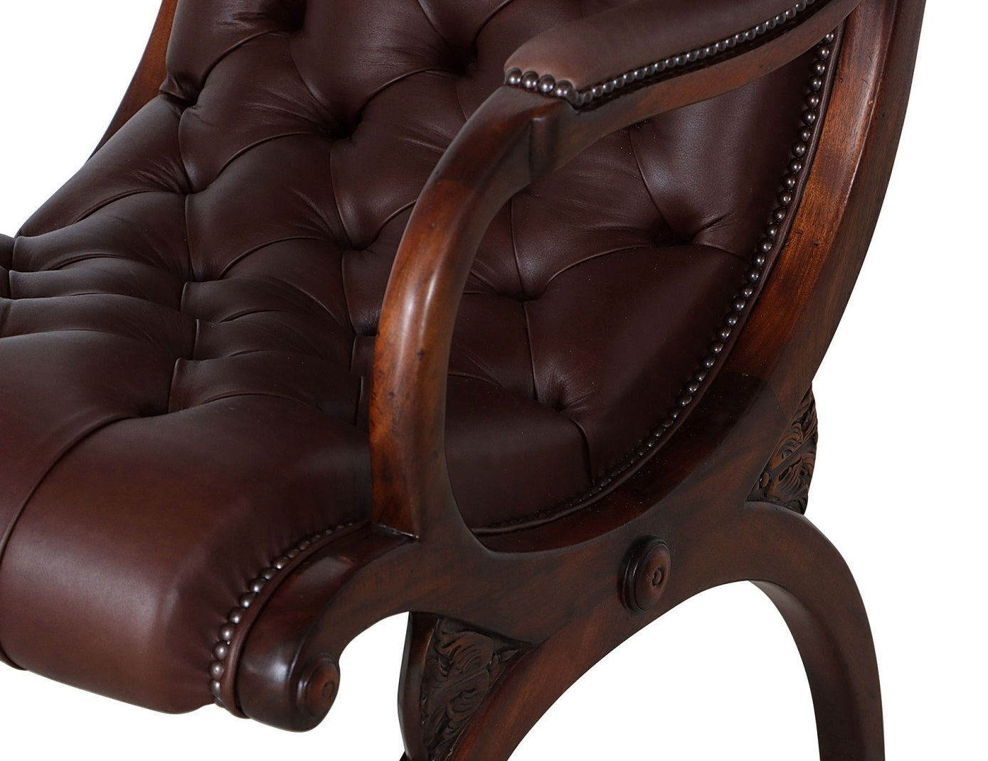 Classic slipper arm chair in chocolate brown leather