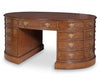 Burr walnut oval partners pedestal desk