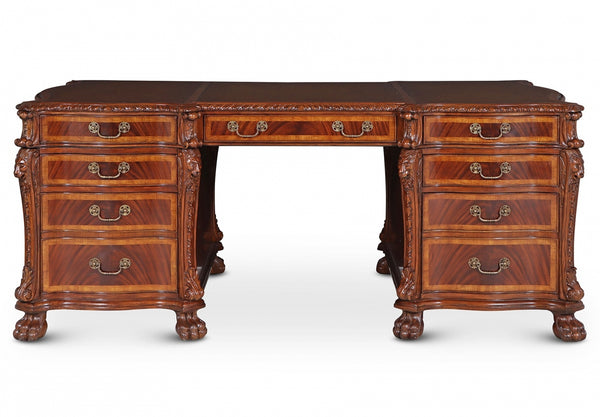 Flame Mahogany Serpentine Partners Pedestal Desk