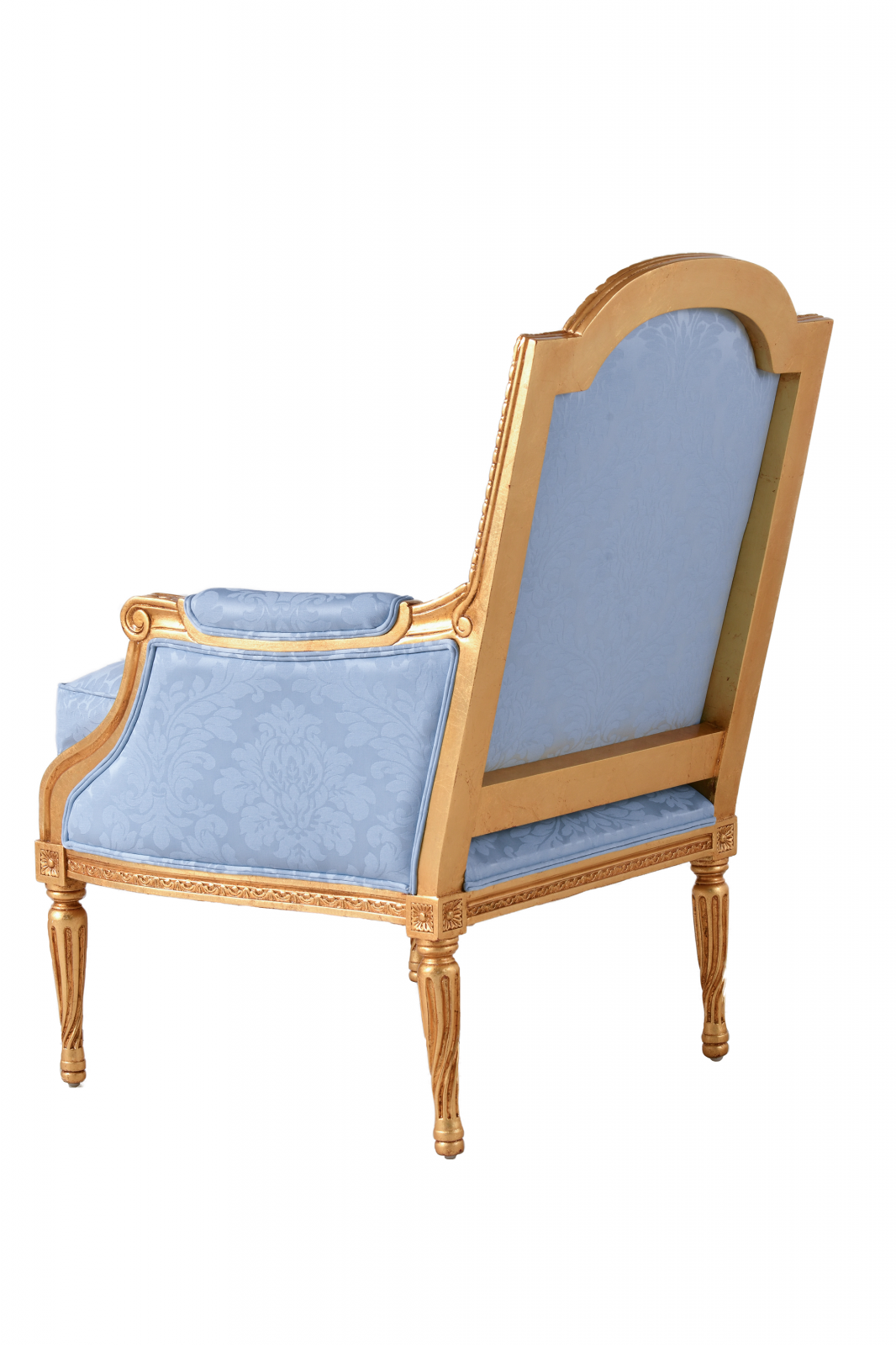 Alexander Chair in gold in lymington damask sky blue