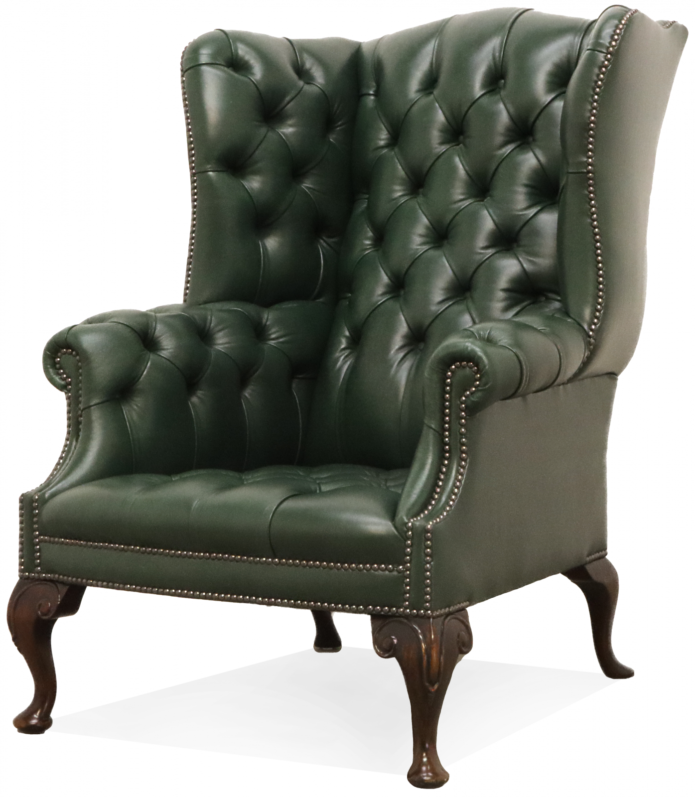 Salisbury Wing Chair In Green Leather