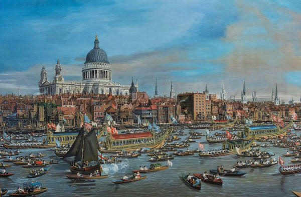 Oil Painting after The City of London from the River Thames with St. Paul's Cathedral in style of Canaletto