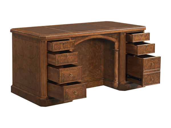 Pedestal Desk in Burr Walnut