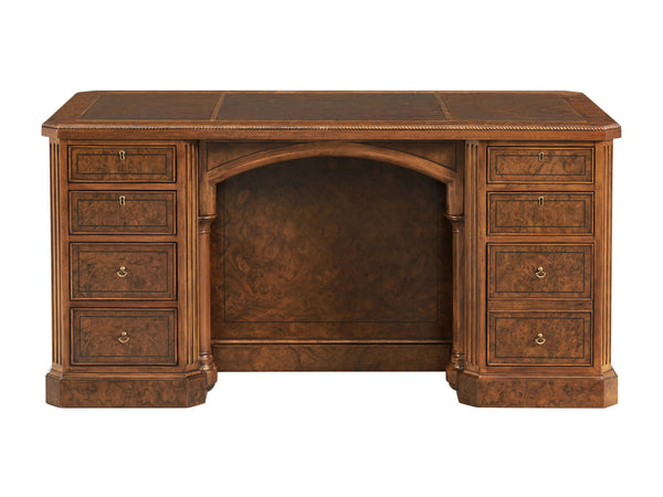 Pedestal Desk in Burr Walnut