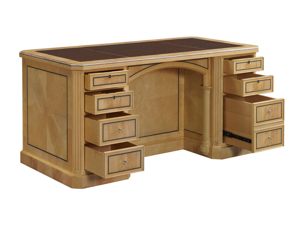 Pedestal desk IN CROTCH SYCAMORE