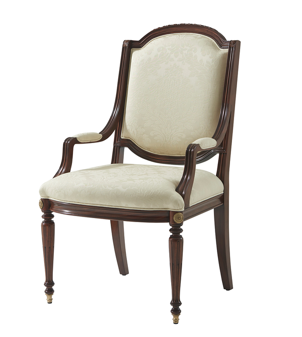 Harlestone Arm Chair In Lymington Damask Almond