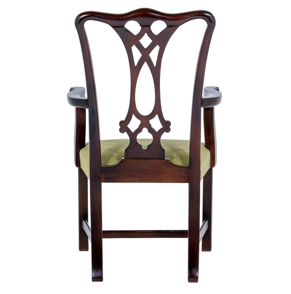 Chippendale Caver Upholstered In Green Fabric